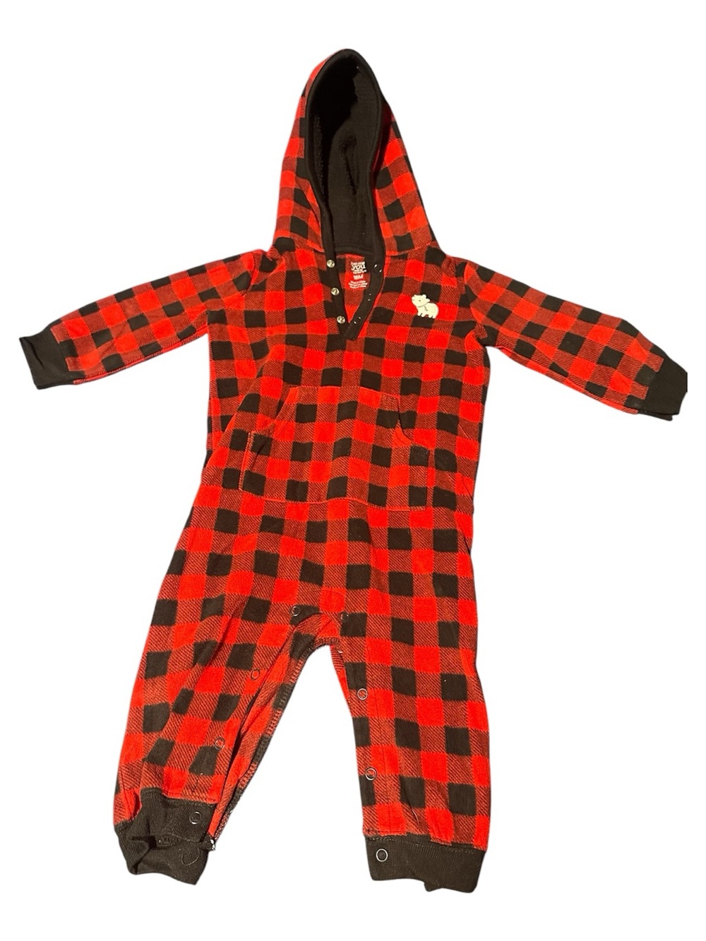 Just one you- carters baby boy buffalo plaid hooded fleece romper jumpsuit